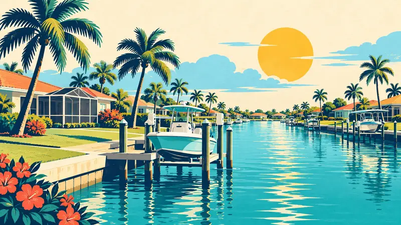 Cape Coral, Florida, postcard illustration