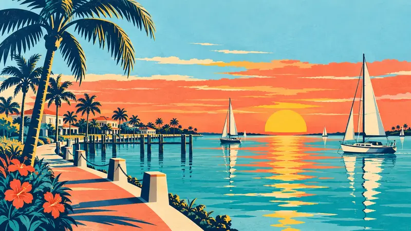Punta Gorda, Florida, postcard illustration